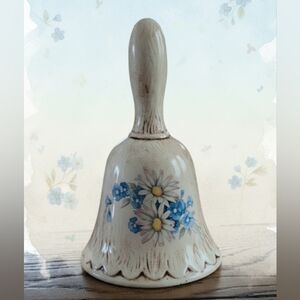 Vintage Ceramic-Craft California Pottery Bell - Blue Daisies